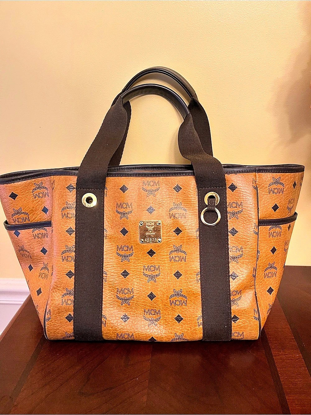 Pre-loved MCM Vintage Visetos Monogram Tote Bag Brown & Cognac